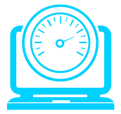 blue computer and clock icon