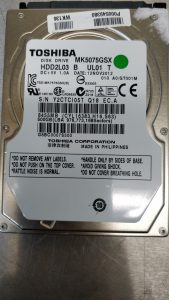 Faulty Toshiba MK5075GSX in need of a head transplant to carry out a physical data recovery