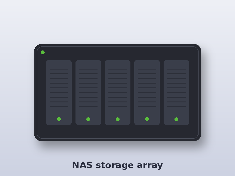 Illustration of a five-bay NAS for Drobo 5N and B810n data recovery
