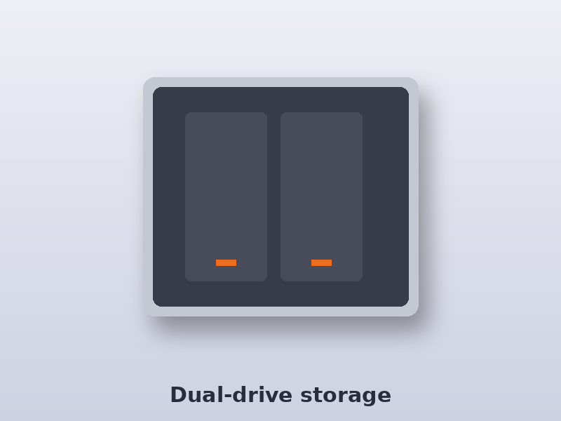 Illustration of a dual-drive desktop enclosure for G-RAID data recovery
