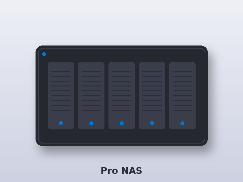 Illustration of a five-bay professional NAS for QNAP TVS data recovery