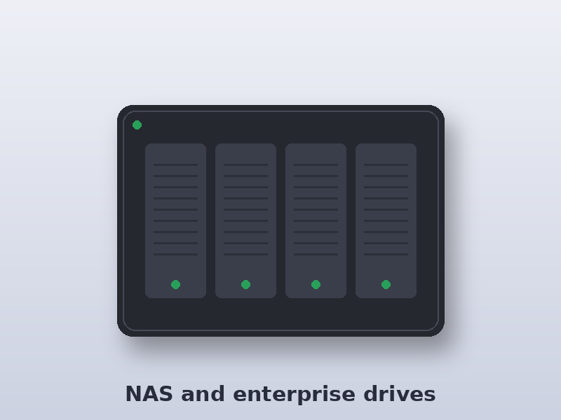 Illustration of a NAS with multiple drives for Seagate IronWolf and Exos data recovery