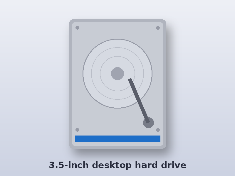 Illustration of a 3.5-inch desktop hard drive for WD Blue and Black data recovery