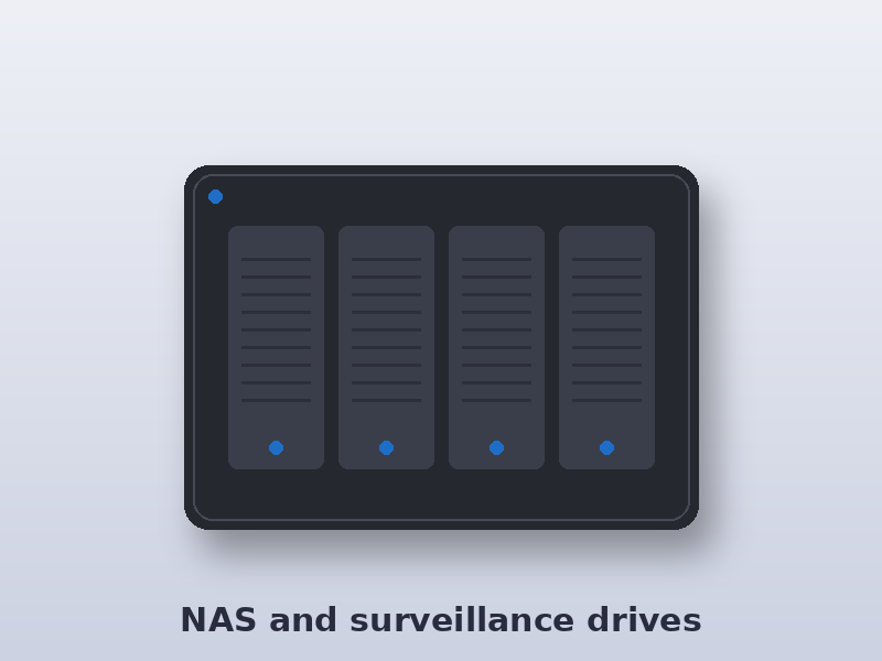 Illustration of a NAS with multiple drives for WD Red and Purple data recovery